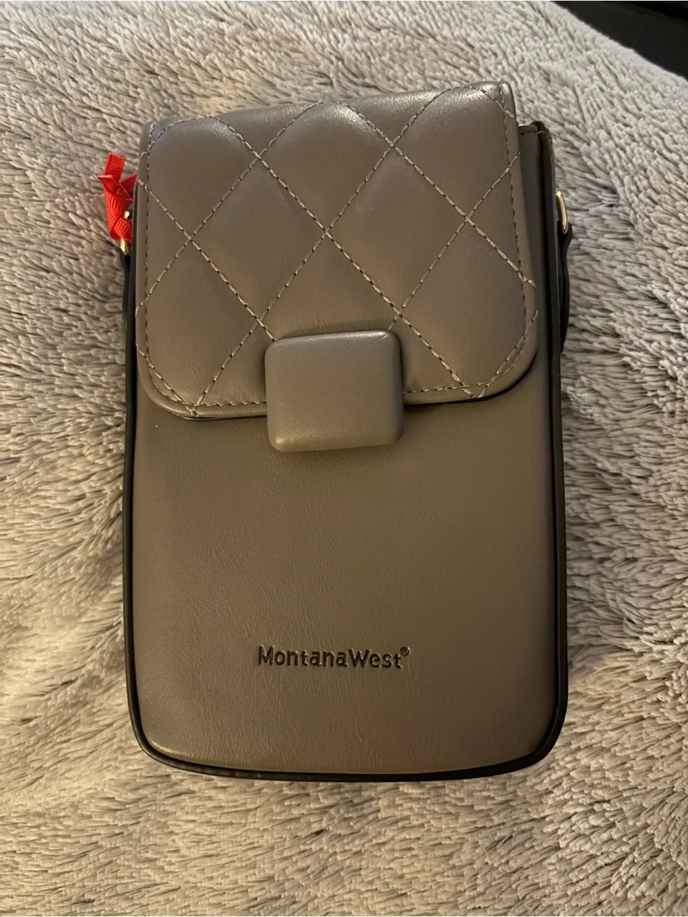 Montana West Gray Quilted Crossbody Phone Bag